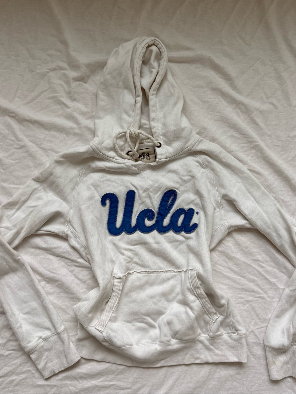 UCLA White Pullover Hoodie with Blue Script